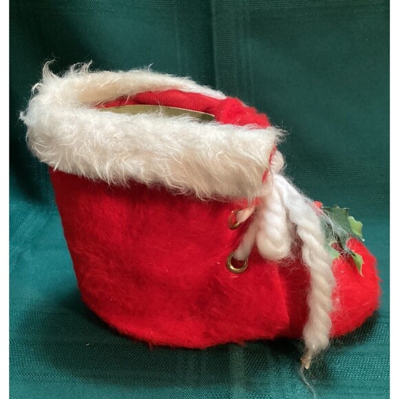 Vintage 1960s Santa's Red Christmas Boot Cloth Decoration To Fill With Goodies - Picture 4 of 10